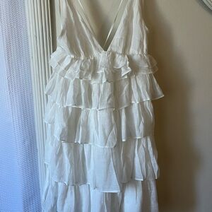 White Ruffled Sleeveless Dress